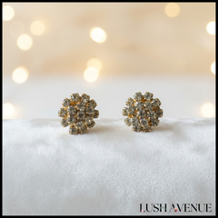 Gold Flower Crystal Earrings