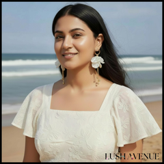 White Flower Petal Earrings