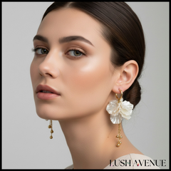 White Flower Petal Earrings
